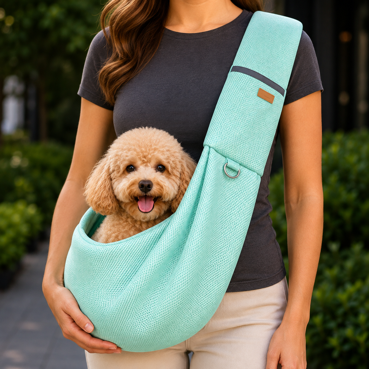Crossbody Pet Sling Carrier for Small Dogs & Cats – Hands-Free Travel Bag