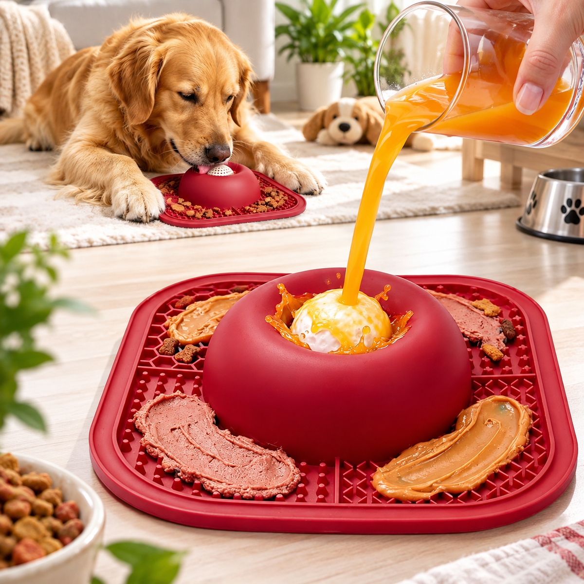 Slow Feeder Dog Mat & Bowl – Interactive Slow Eating Feeding Mat
