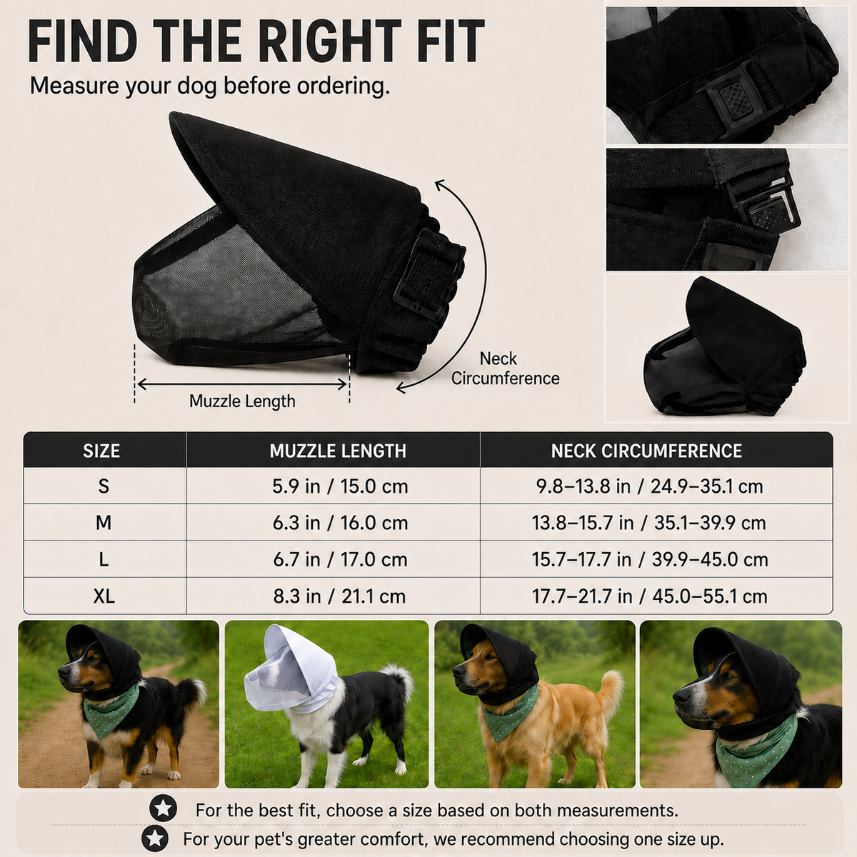 Breathable Anti-Scavenging Dog Muzzle – Mesh Hood for Walks