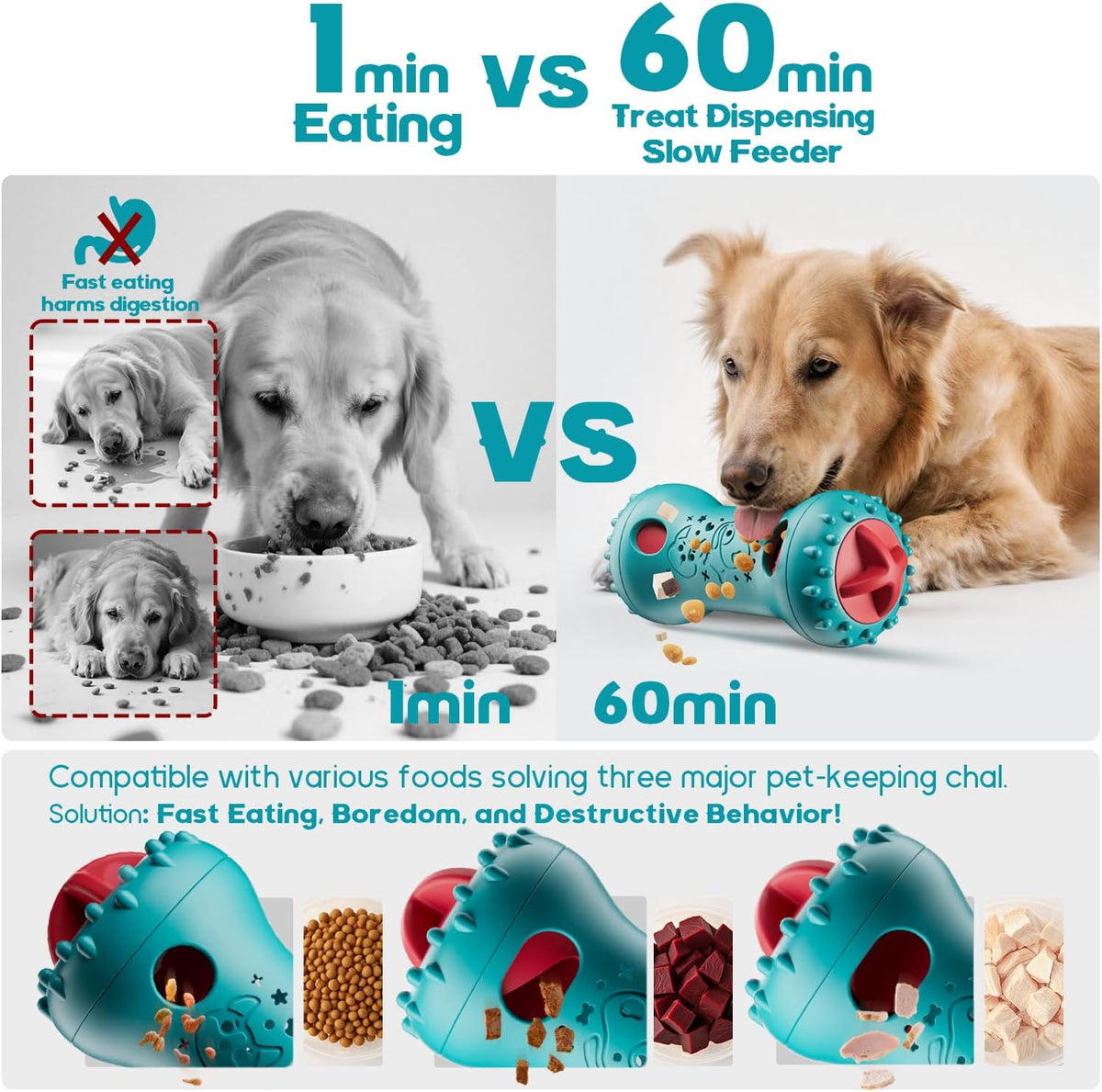 Adjustable Treat Dispensing Dog Toy – Interactive Puzzle Roller for Dogs