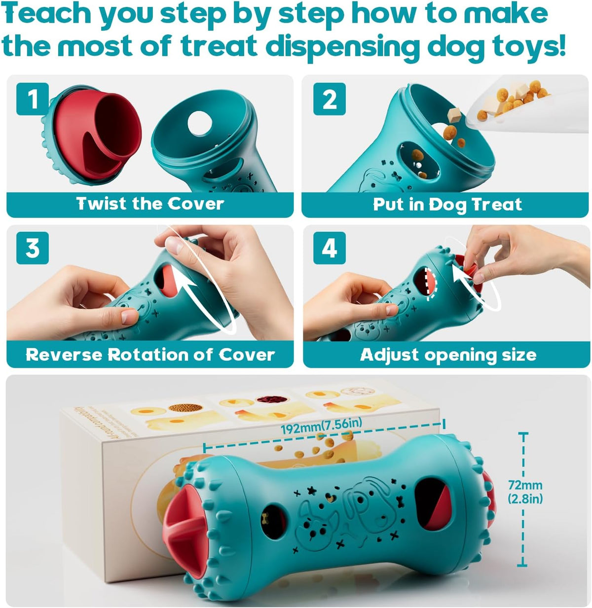 Adjustable Treat Dispensing Dog Toy – Interactive Puzzle Roller for Dogs