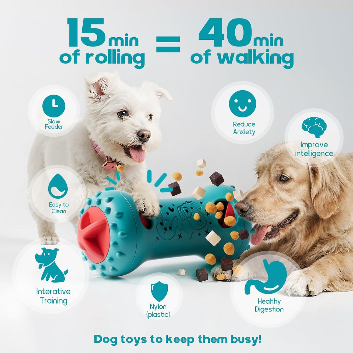 Adjustable Treat Dispensing Dog Toy – Interactive Puzzle Roller for Dogs