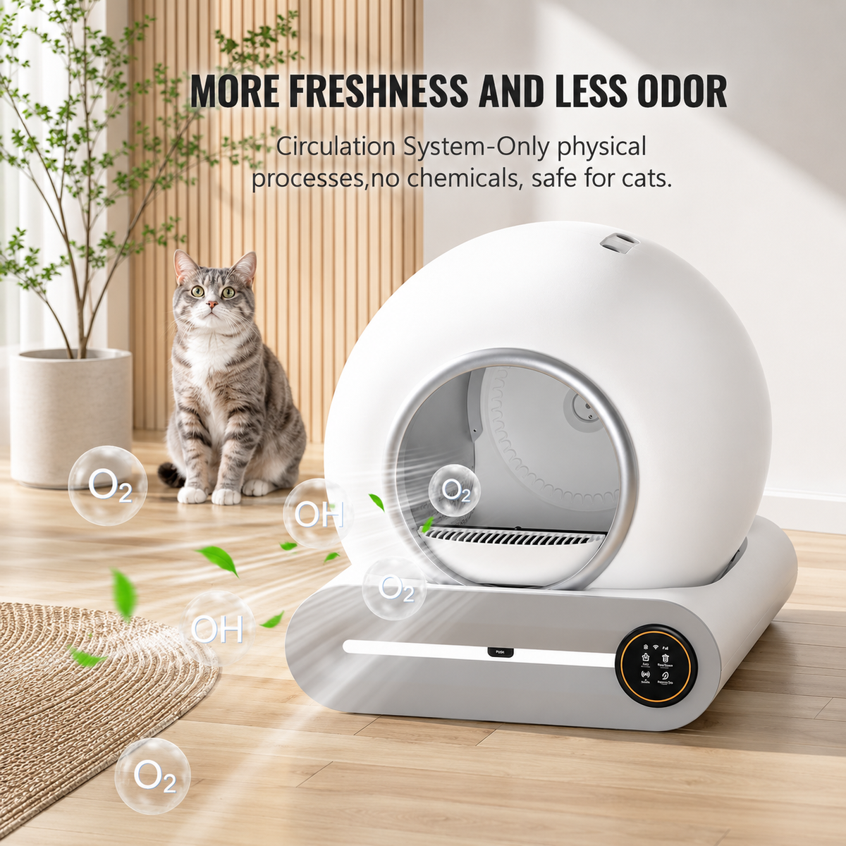 Smart Self-Cleaning Cat Litter Box with App Control & Odor Management