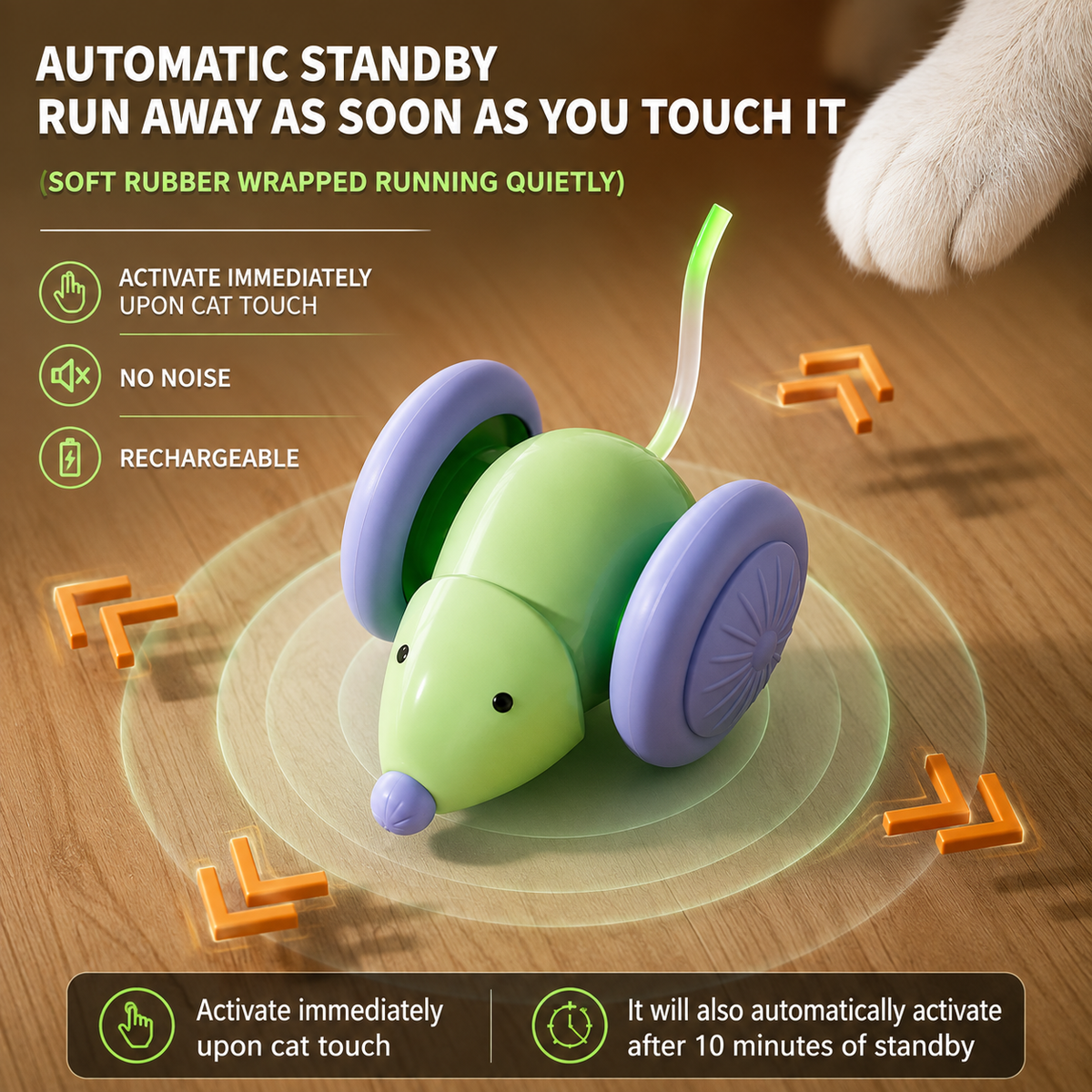 Rechargeable Interactive Cat Mouse Toy | Smart Moving Toy for Indoor Cats