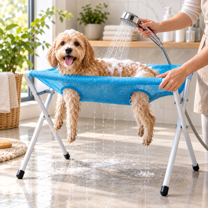 Foldable Pet Grooming Rack – Dog & Cat Bathing & Grooming Stand