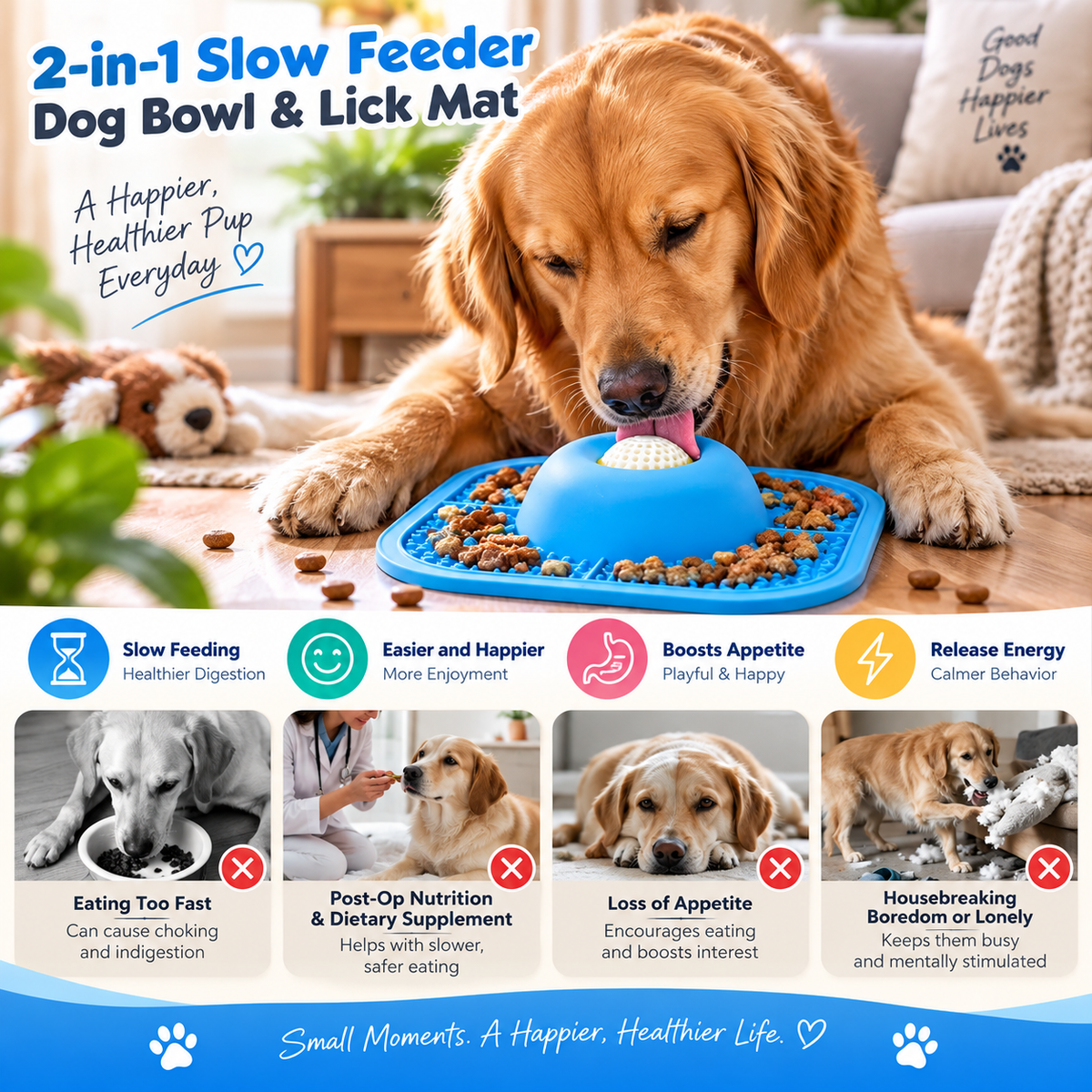 Slow Feeder Dog Mat & Bowl – Interactive Slow Eating Feeding Mat
