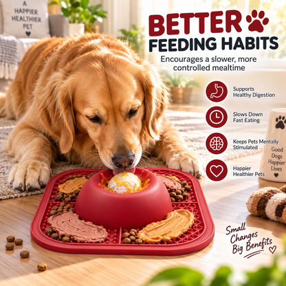 Slow Feeder Dog Mat & Bowl – Interactive Slow Eating Feeding Mat