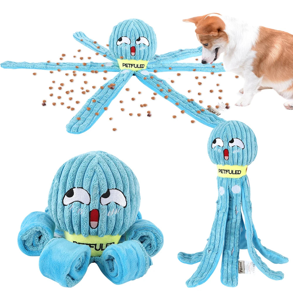 Blue Dog Snuffle Toy Octopus Puzzle | Interactive Slow Feeder for Puppies