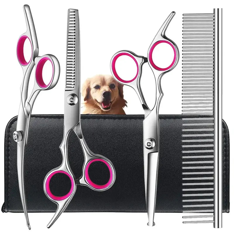 4-Piece Pet Grooming Scissors Set – Dog & Cat Trimming Kit