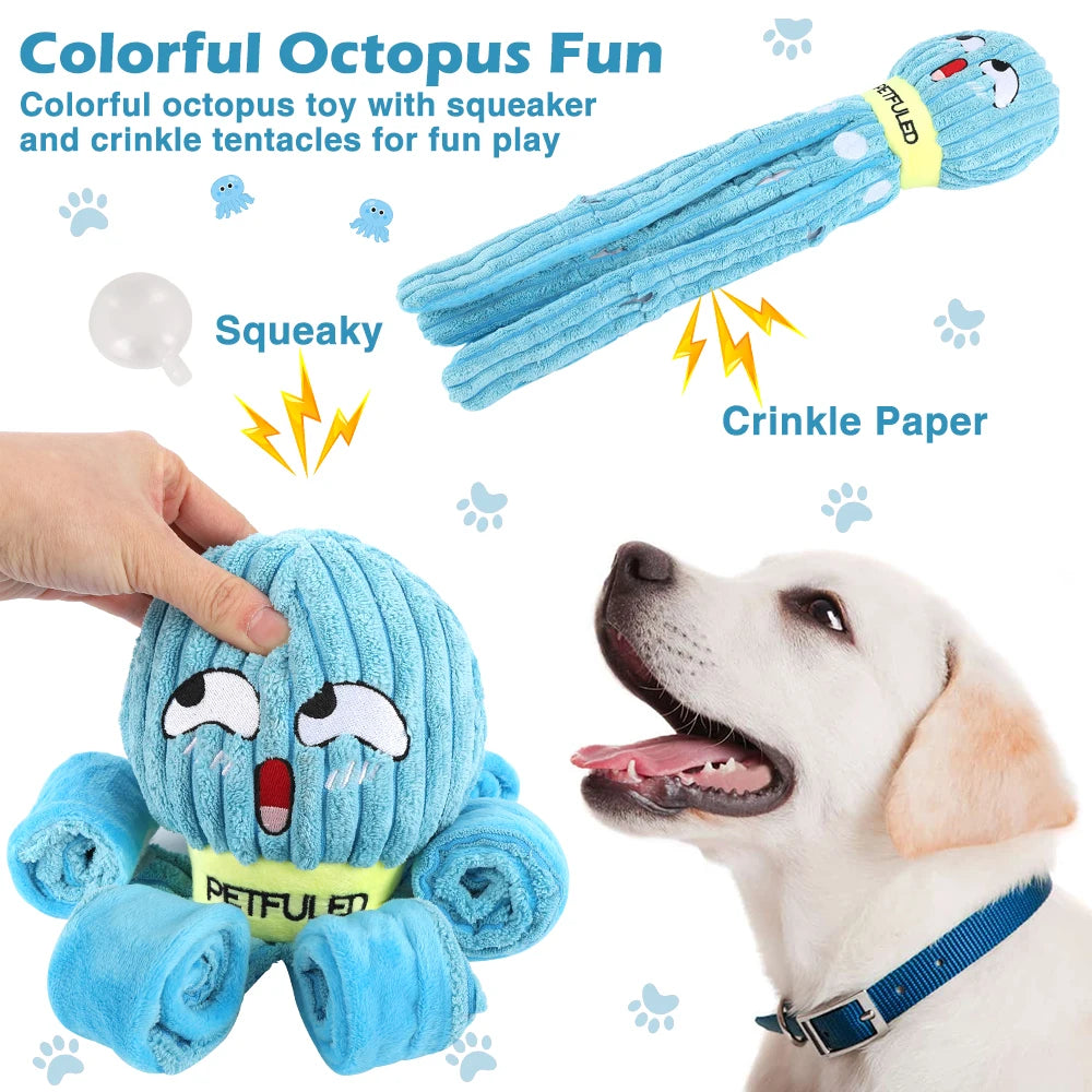 Blue Dog Snuffle Toy Octopus Puzzle | Interactive Slow Feeder for Puppies