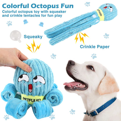 Blue Dog Snuffle Toy Octopus Puzzle | Interactive Slow Feeder for Puppies