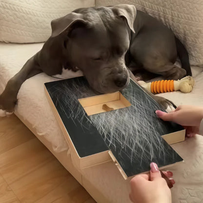 Wooden Dog Scratch Board with Treat Box – Interactive Paw Enrichment Toy