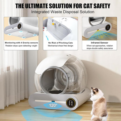 Smart Self-Cleaning Cat Litter Box with App Control & Odor Management