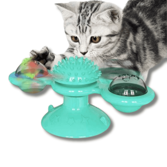 Interactive Spinning Cat Toy – Windmill Suction Cup Cat Toy for Indoor Cats