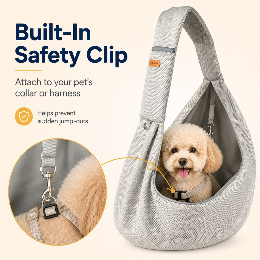 Crossbody Pet Sling Carrier for Small Dogs & Cats – Hands-Free Travel Bag