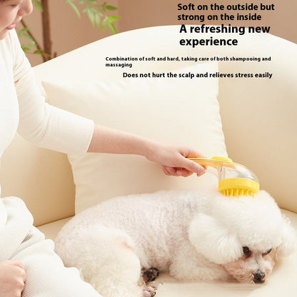 Long Handle Pet Bath Brush – Dog & Cat Shampoo Grooming Brush