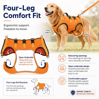 Full-Body Dog Lift Harness – Mobility Support for Stairs & Car Rides