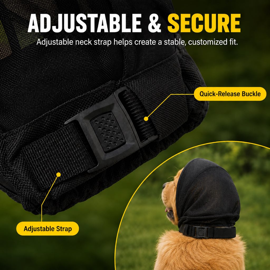Breathable Anti-Scavenging Dog Muzzle – Mesh Hood for Walks