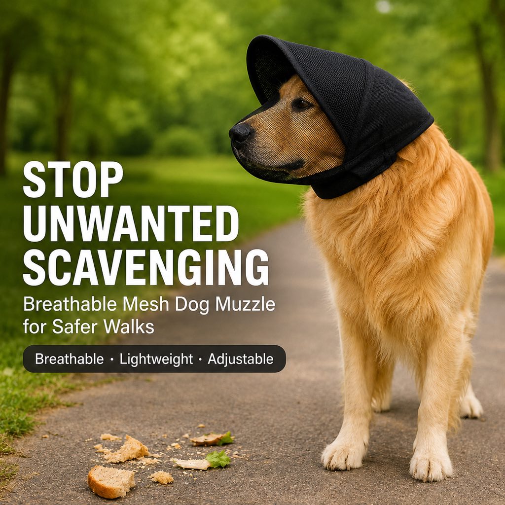 Breathable Anti-Scavenging Dog Muzzle – Mesh Hood for Walks