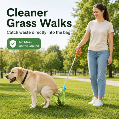 Foldable Dog Poop Scooper with Telescopic Handle – No-Bend Waste Pickup