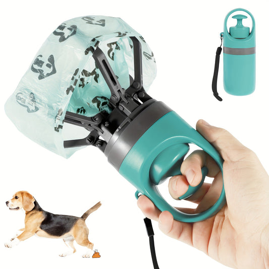 Portable Dog Waste Scooper with Poop Bag Dispenser for Walks & Travel