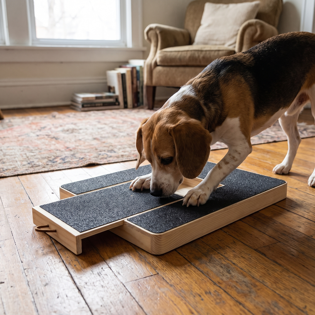 Wooden Dog Scratch Board with Treat Box – Interactive Paw Enrichment Toy