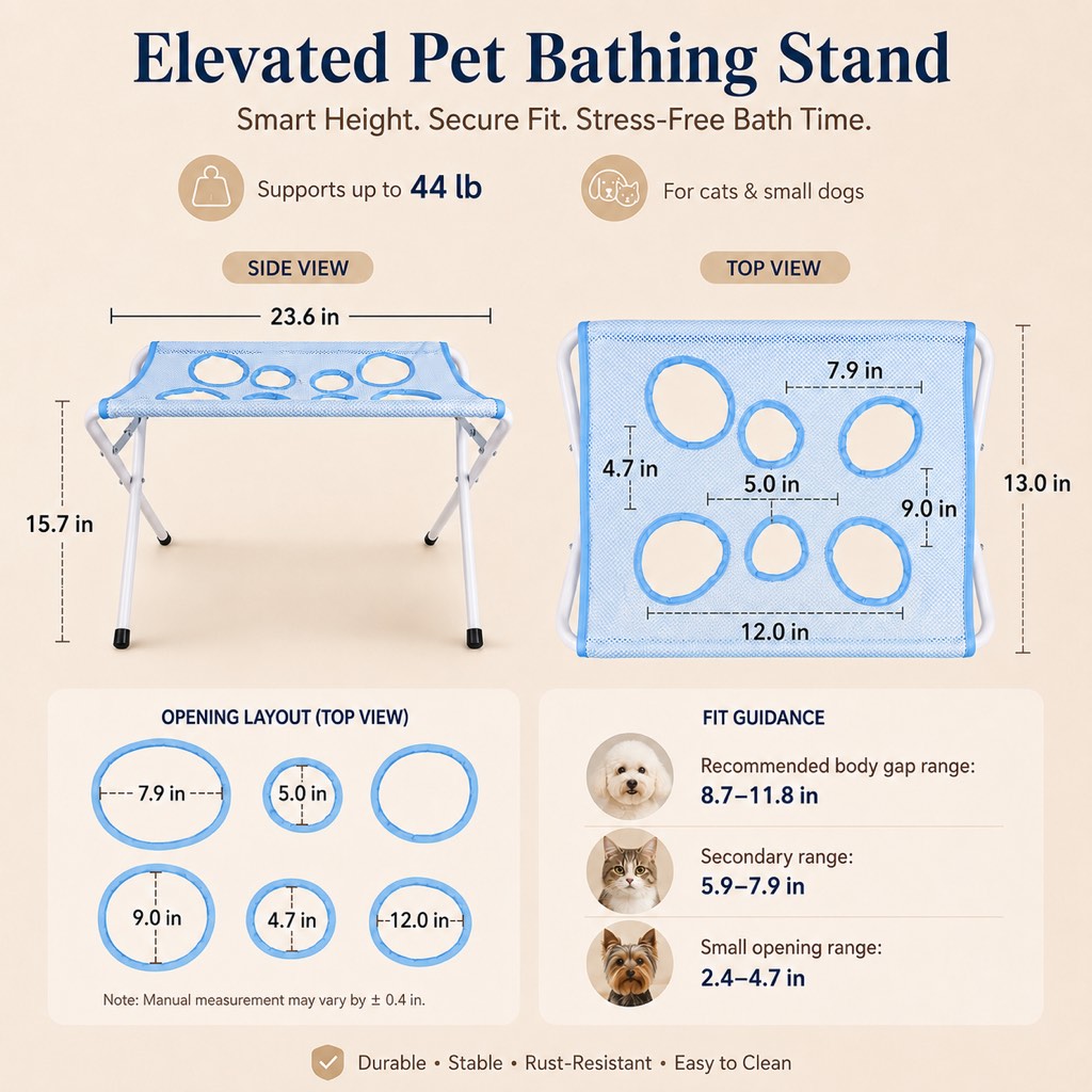 Foldable Pet Grooming Rack – Dog & Cat Bathing & Grooming Stand