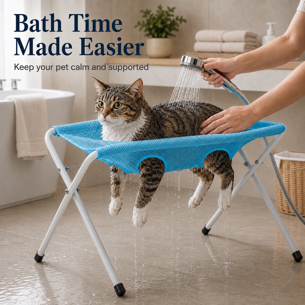 Foldable Pet Grooming Rack – Dog & Cat Bathing & Grooming Stand