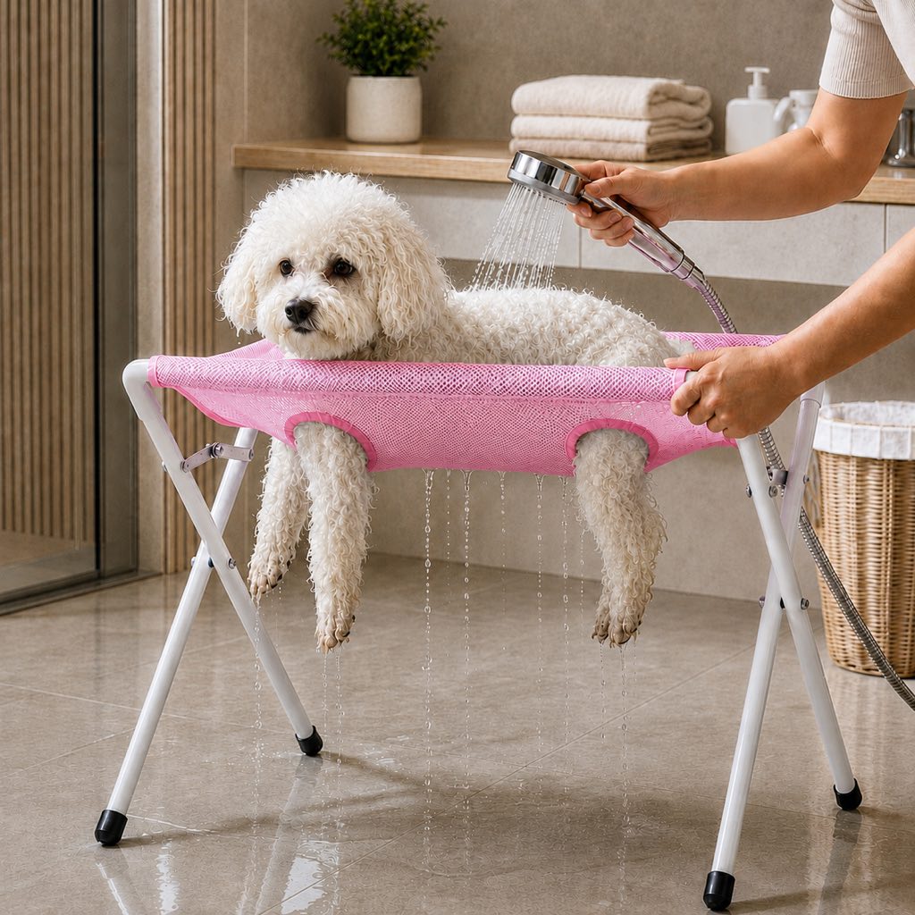 Foldable Pet Grooming Rack – Dog & Cat Bathing & Grooming Stand