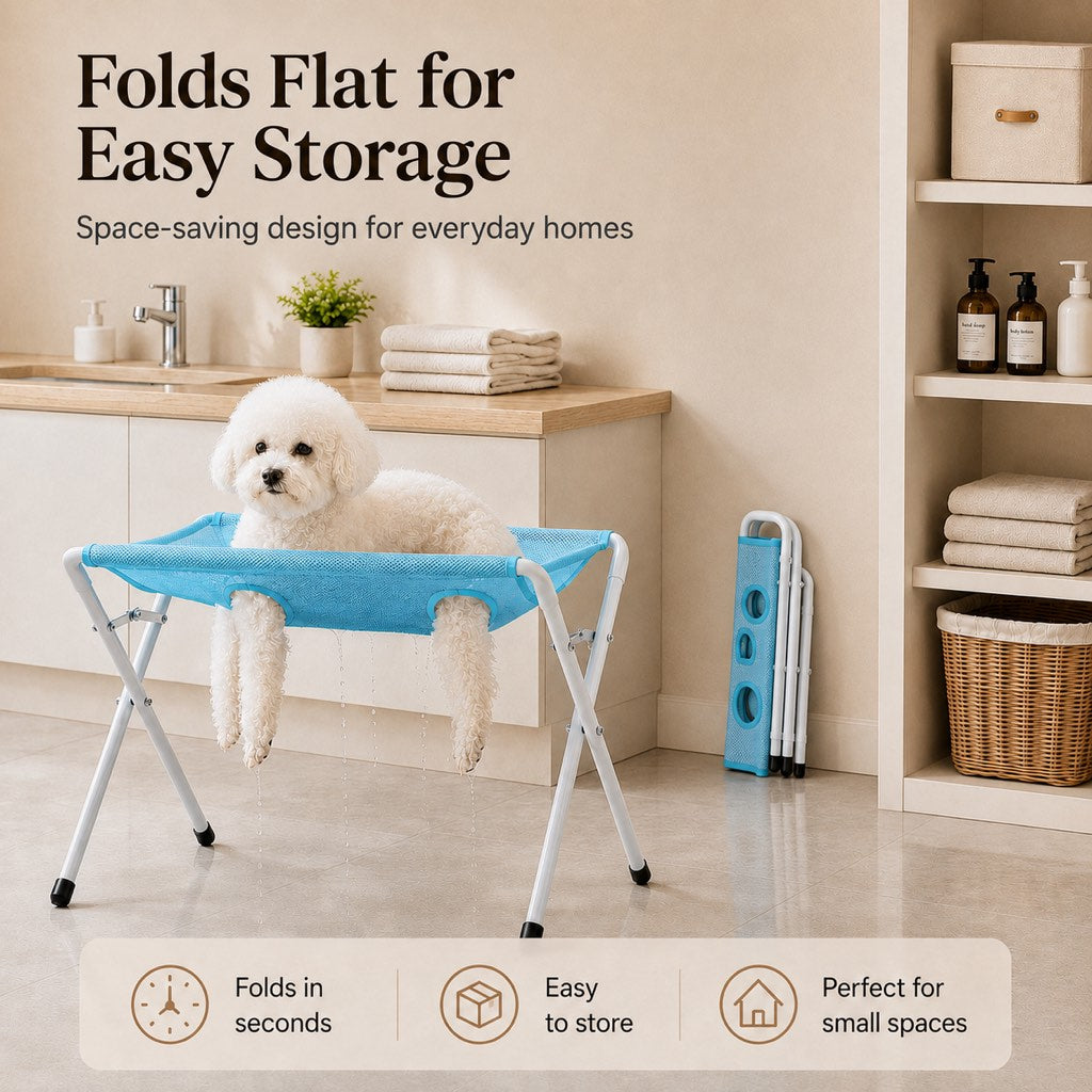 Foldable Pet Grooming Rack – Dog & Cat Bathing & Grooming Stand