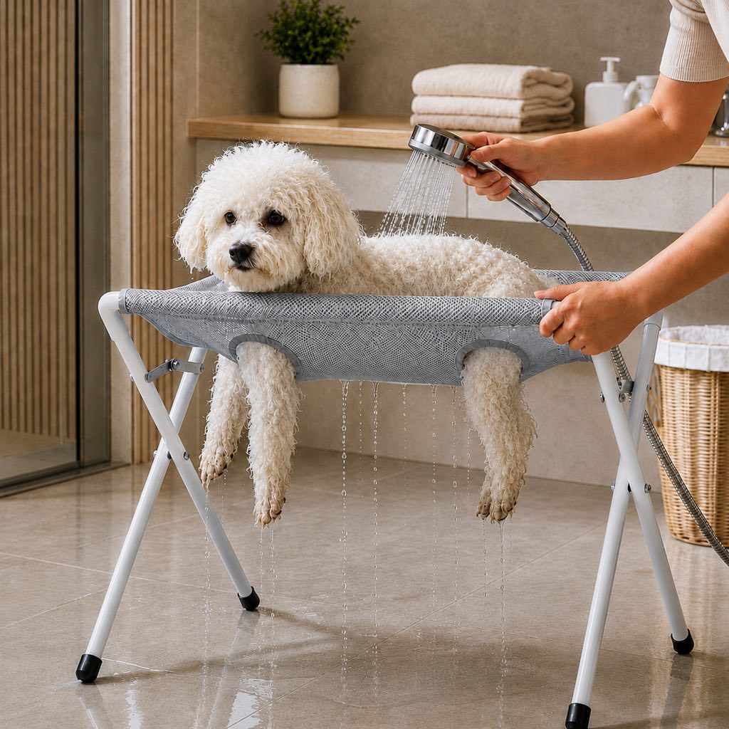 Foldable Pet Grooming Rack – Dog & Cat Bathing & Grooming Stand
