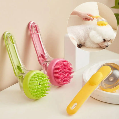 Long Handle Pet Bath Brush – Dog & Cat Shampoo Grooming Brush